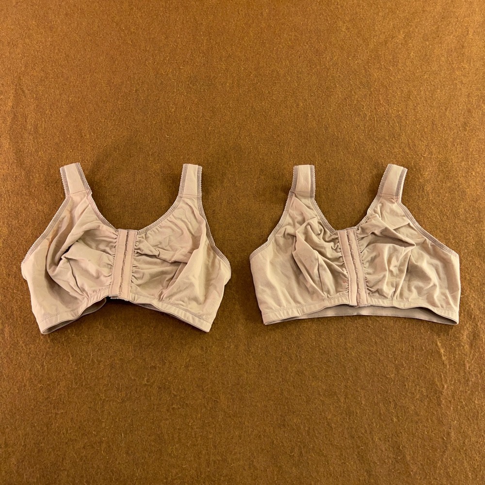 Leading Lady Womens 40 F/G/H Tan Front Closure Cotton Leisure Bra 2 Pack New